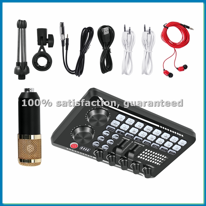 Streaming Mic Condenser - Комплект звуковой карты F998, комплект микрофона