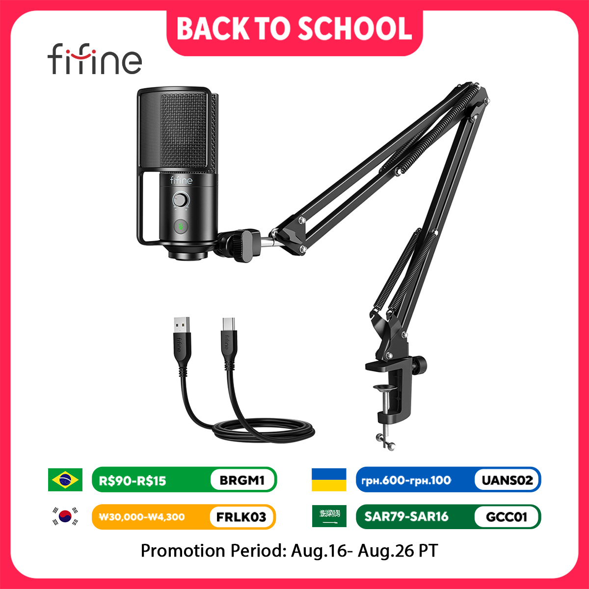 FIFINE USB Комплект потокового – обзор и цена Streaming Mic Condenser